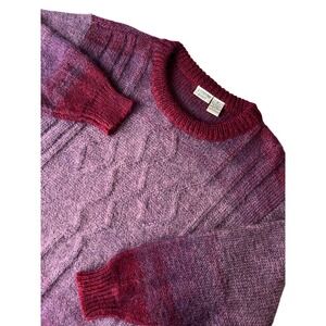 Katherine Bishop Ombre Cable Knit Mohair Wool Blend Sweater Women's M Purple‎